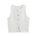 thumbnail image 4 of TRAF Chaleco de punto recortado para mujer, cárdigan blanco sin mangas, suéter de punto con botones a la moda para mujer, camisetas cortas de verano para mujer, 4 of 4