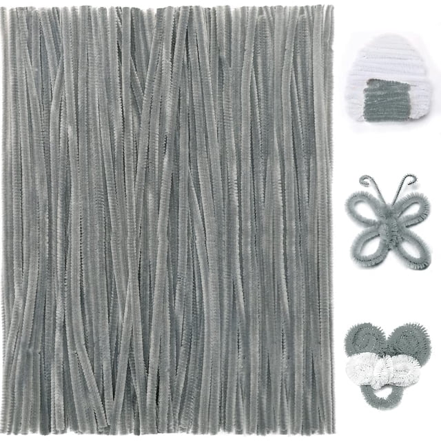 Pipe Cleaners for Crafts (200pcs in Gray), 12 inch Long Pipe Cleaners, Pink Pipe Cleaners.