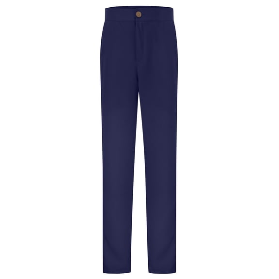 SonxaHe Big Girl's Uniform Pants Flat Front Straight Leg Stretchy Trousers with Pockets Kids School Durable Pants Blue,Size 15-16 Y