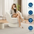 thumbnail image 2 of QinaQin Sillón barrel giratorio 360°, tapizado y acolchado con respaldo acanalado, ideal para sala, recámara, oficina o rincón de lectura, 2 of 8