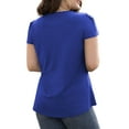thumbnail image 5 of VOIANLIMO Women Tops Tunic Petal Short Sleeve Dressy Casual Comfy Blouse Flowy, Royal Blue, Small, 5 of 5