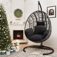 thumbnail image 4 of TQKVIPI Oversized Hanging Egg Chair Outdoor Indoor, Wicker Swing Egg Chair with Stand  Rain Cover UV Resistant Cushion 400lbs Capacity for Bedroom, Patio, Garden and Balcony (Grey-nest), 4 of 12