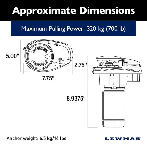 Lewmar V700G Vertical Windlass With Rocker Switch And Control