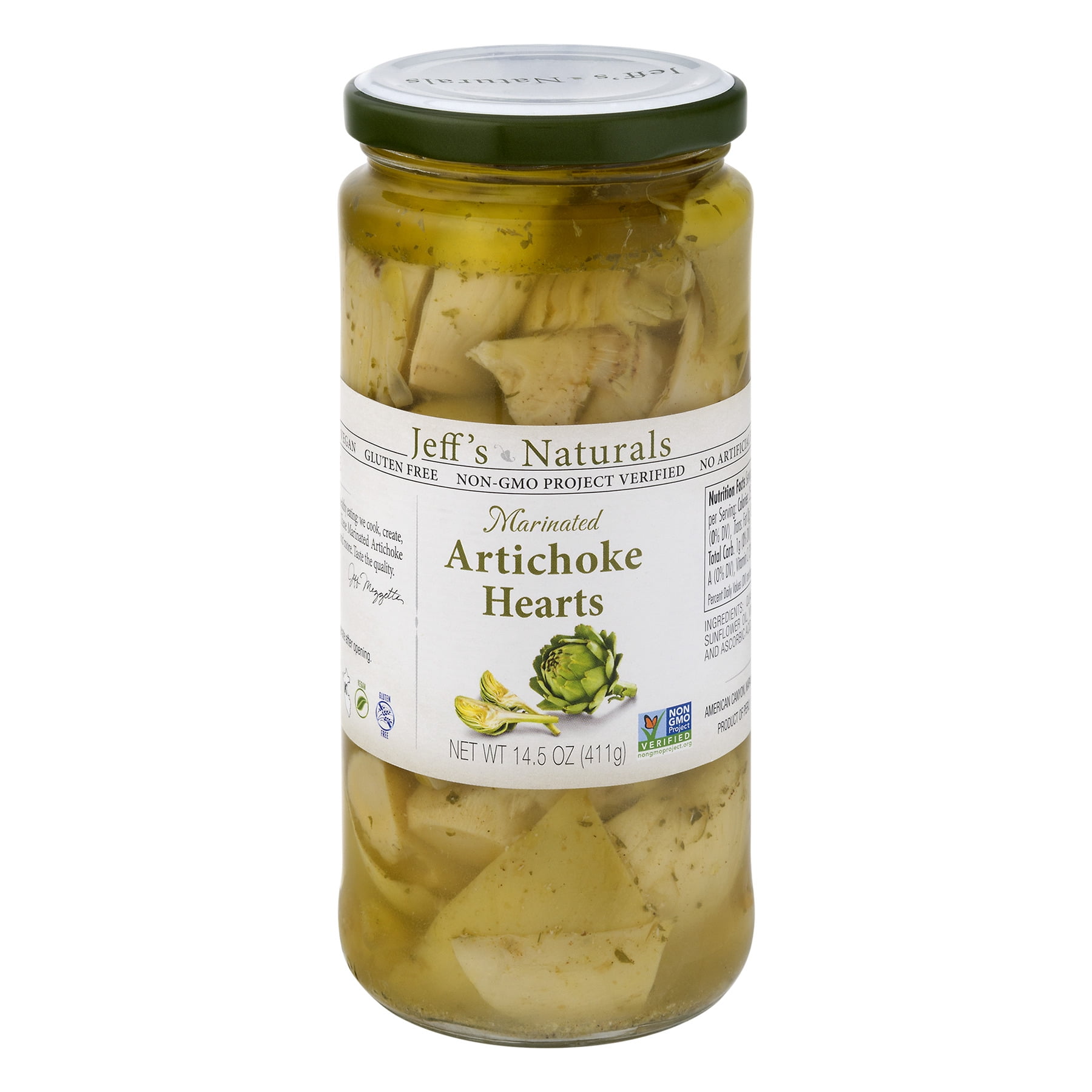 Jeff's Naturals Artichoke Hearts Marinated, 14.5 OZ