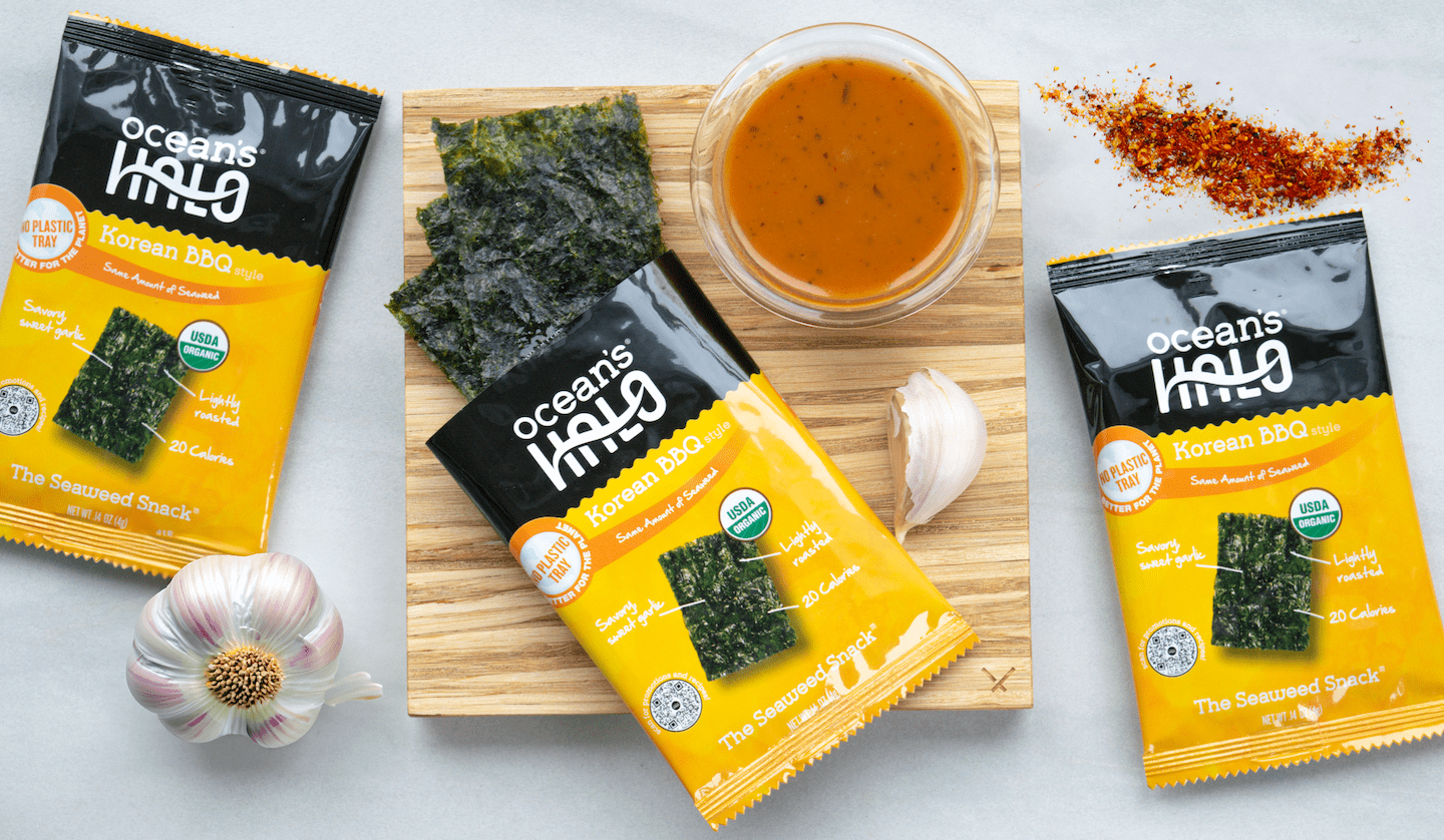 Ocean's Halo Organic 5-pack Korean BBQ Seaweed Snack, Trayless Crispy Nori Snack, 4g Each, OCEAN'S HALO ORG KRN BBQ SEAWEED SNCK