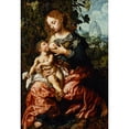 thumbnail image 2 of Jan Sanders Van Hemessen 14x18 Black Ornate Wood Framed Double Matted Museum Art Print Titled - Madonna of Humility (1544), 2 of 5