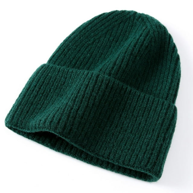 Gorro de lana pura para mujer, gorro de lana tejido grueso y cálido para otoño e invierno, gorro de lana para hombre