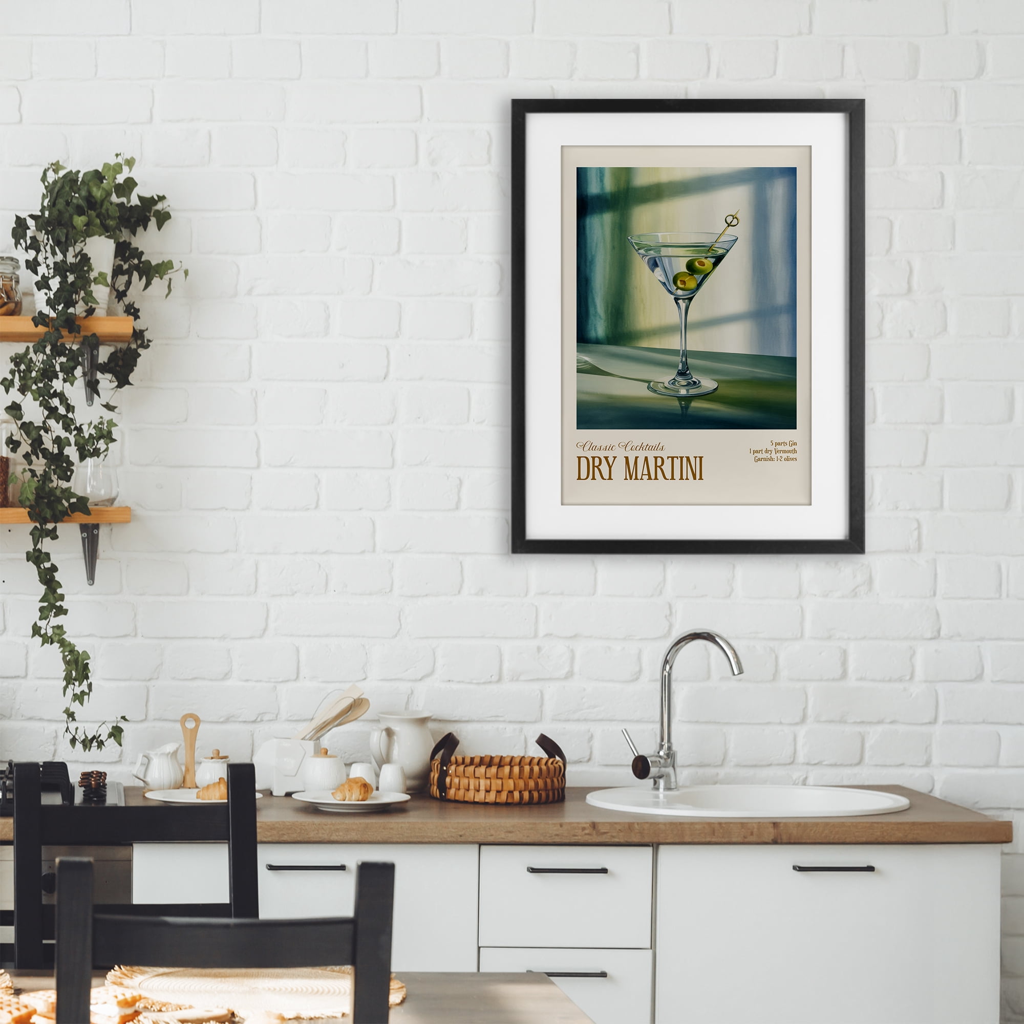 Stupell Industries Dry Martini on Surface Black Framed Print Under Glass, design by Andreas Magnusson