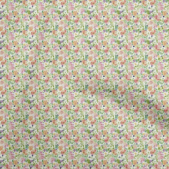 oneOone Cotton Flex Light Green Fabric Watercolor Floral Dress Material Fabric Print Fabric By The Yard 40 Inch Wide