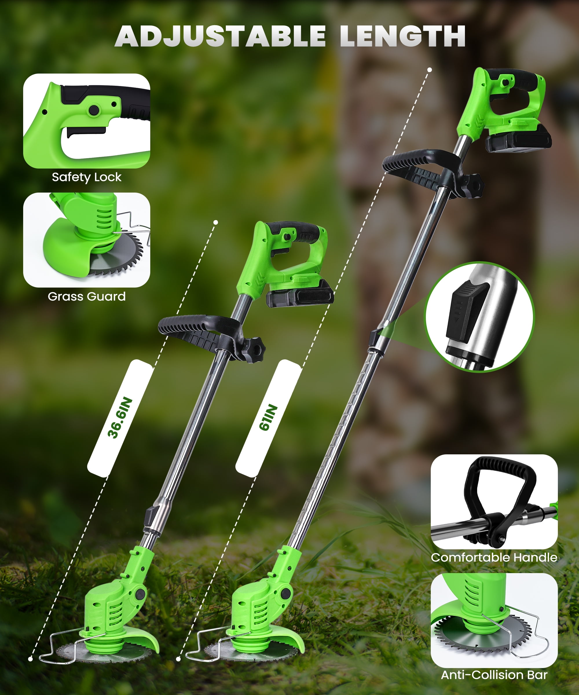 YAHHU 21V Cordless 3-in-1 String Trimmer, Trimmer, Edger & Mower with Multi-Blade System for Effortless Lawn & Garden Care