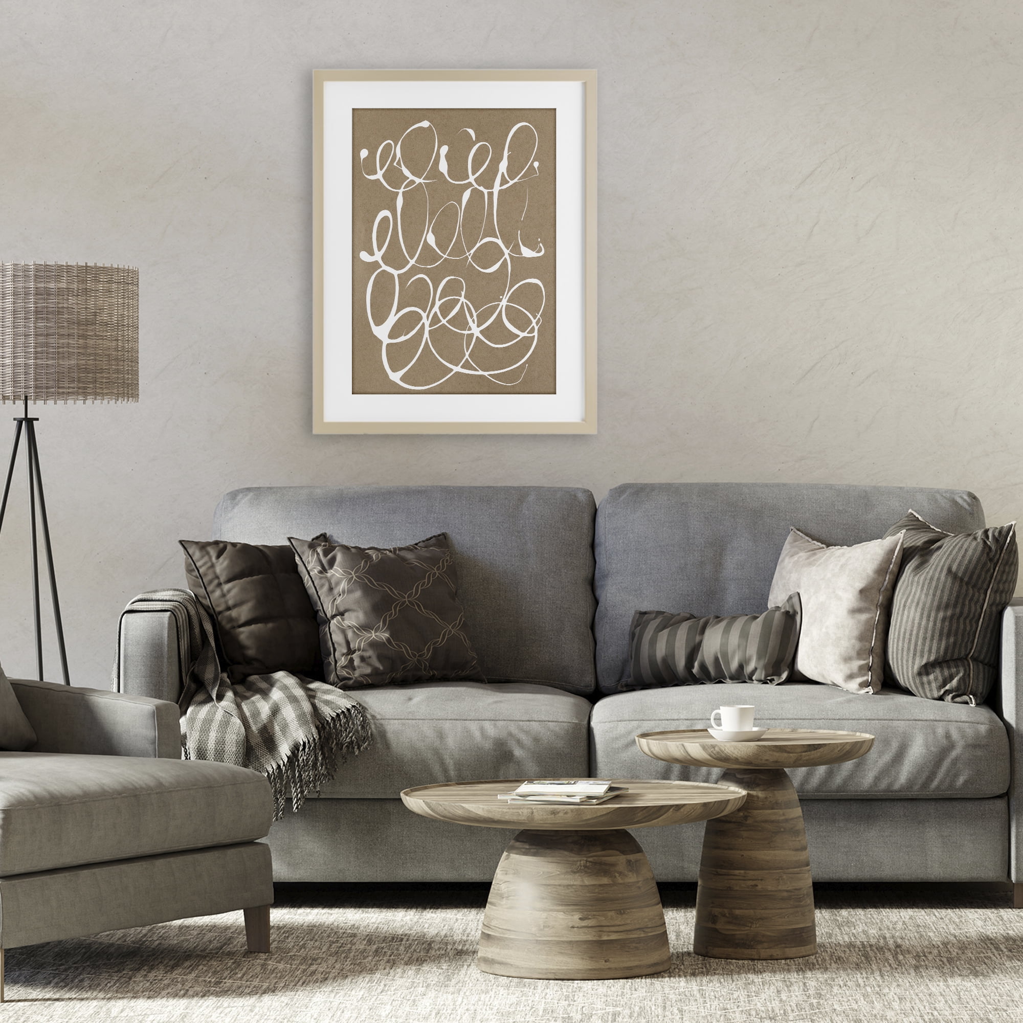 Stupell Industries Scribbled Taupe Circles Birch Framed Print Under Glass, design by Susan Bryant