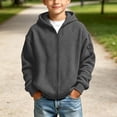 thumbnail image 2 of BLVB Boys Girls Zip up Hoodies Kids Long Sleeve Waffle Knit Sweatshirt Fall Trendy Clothes Teens Hooded Jackets(Dark Gray,13-14 Years), 2 of 9