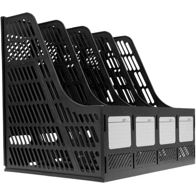 Caja De Almacenamiento De Polipropileno De 4 Compartimentos Almacenamiento De Archivos De Oficina Cesta De Almacenamiento De Documentos Módulos De Almacenamiento De Carpetas Para Papel De Color A4 - Negro Sailing Electrónica