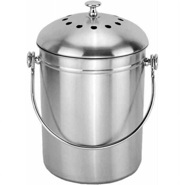 Bac à Compost en Acier Inoxydable Recyclé pour Cuisine, Design Solide et Résistant à la Rouille, Inodore, Facile à Utiliser et à Nettoyer pour un Compostage Intérieur Pratique