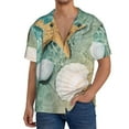 thumbnail image 3 of Honeii 's Starfish And Seashell for men's short-sleeved button-up collared shirt featuring a pocket, perfect for beach vacations, and travel adventures., 3 of 5