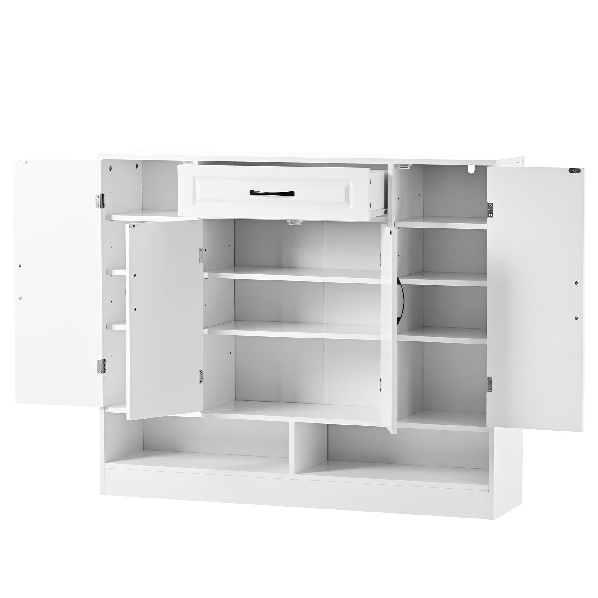 DEALTOPS Modern Minimalist Shoe Cabinet with Ample Storage Space and Adjustable Shelves, Freestanding Wooden Shoe Rack for Entryway - White