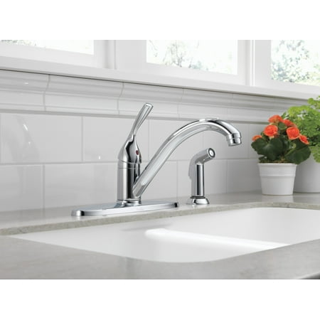Delta Faucet 400-DST Classic Kitchen Faucet with Side Spray - - Brilliance Stainless