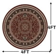 thumbnail image 6 of Pentantan Vintage Round Area Rug, 4ft x 4ft Red Retro Style Washable Rug with Anti-Slip Backing for Living Room, 6 of 7