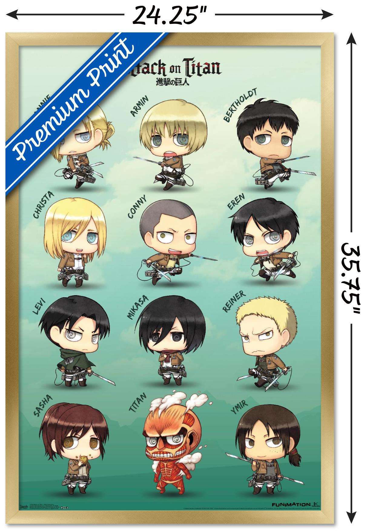 Attack on Titan - Chibi Characters Wall Poster, 22.375" x 34", Framed