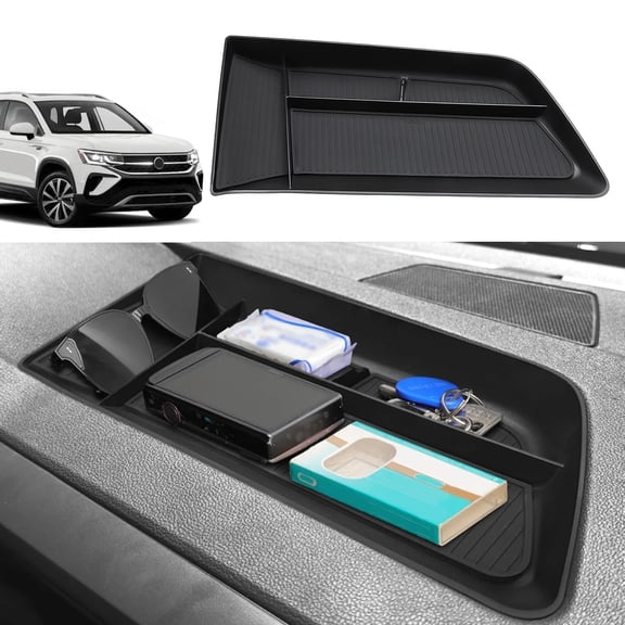 JJMY Dashboard Storage Organizer Tray Tissue Holder For VW Taos 2022-2024 Accessories , 1 Pack