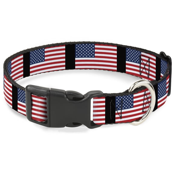 Buckle-Down Pet Collar, Dog Collar Plastic Buckle, United States Flags, 7 to 8.5 Inches 0.5 Inch Wide