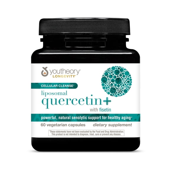 Youtheory Longevity Liposomal Quercetin  with Fisetin Capsule, 60 Vegetarian Capsules, Powerful, Natural Senolytic Support for Healthy Agin