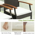thumbnail image 4 of Gymax 5PCS Rattan Dining Set Acacia Wood Table 4 Wicker Chairs w/ Umbrella Hole Patio, 4 of 8