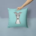 thumbnail image 2 of Checkerboard Blue Italian Greyhound Fabric Decorative Pillow, 2 of 4