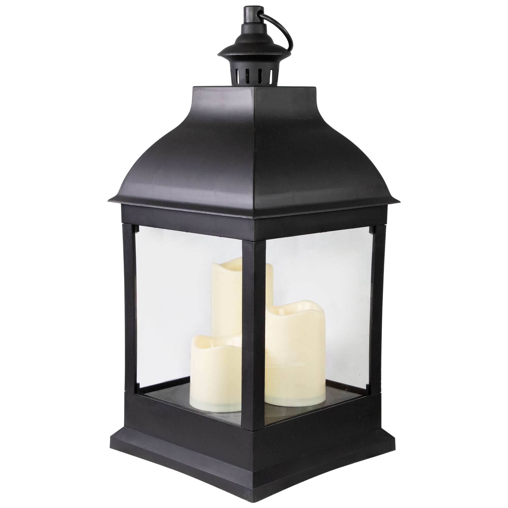 Northlight 20" Black Lantern with 3 Flameless LED Candles