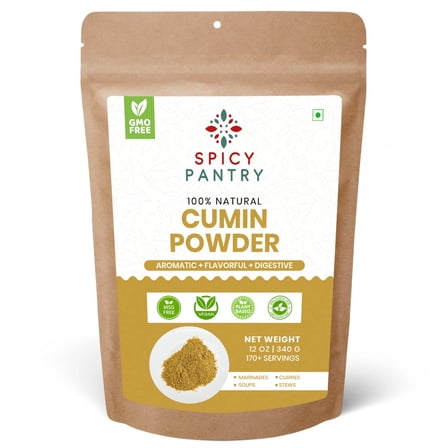 Spicy Pantry Cumin Powder (12 oz) – Ground Cumin Spice, 100% Pure & Natural, Finely Ground Jeera Powder, No Additives