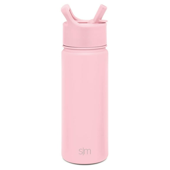 Simple Modern Kids Water Bottle with Straw Lid Vacuum Insulated Stainless Steel Metal Thermos Bottles | Reusable Leak Proof BPA-Free Flask for School | Summit Collection | 18oz, Blush -Blush