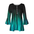 thumbnail image 4 of CYMMPU Women's Business Work Blouses to Wear with Leggings Tunic Tops Vintage Swing Shirts Summer Fall Ombre 3/4 Length Sleeve V-Neck Elegant Blouse 2025 Clothes Green XXL, 4 of 5