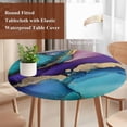 thumbnail image 5 of Gradient Marble Texture Round Fitted Table Cover Marble Texture Modern Art Waterproof Table Cloth with Elastic Edge Wipeable Tablecloth for Picnic Camping Party Fits 36"-44" Diameter, 5 of 8