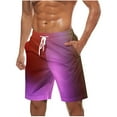 thumbnail image 2 of Mens Shorts Clearance under $10 Elastic Waist Drawstring Casual Gradient Print Shorts Beach Shorts with Pockets Hiking Short, 2 of 5