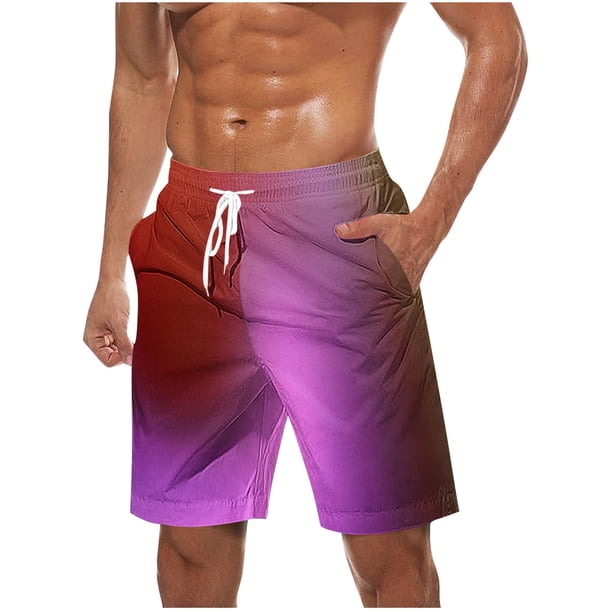 Pantalones Cortos para Hombre de Cintura Elástica con Bolsillos Pantalones de Playa de Impresión Casual, Poliéster Ligero de Moda para la Primavera Verano Al Aire Libre Y el Uso Diario