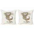 thumbnail image 1 of Ambesonne Feather Throw Pillow Cover 2 Pack, Hand Drawn Lyrebird Sketch, 16", Sepia and Ivory, 1 of 2