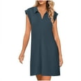 thumbnail image 2 of Hrsba Womens Summer Sleeveless Dress,Plus Size Casual Dress for Womens,Women's Fashion Summer Solid Color Sleeveless Lapel Casual Dress, 2 of 4