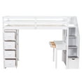 thumbnail image 4 of Twin Wood Loft Bed with Stairs and Wardrobe, Loft Bed with Storage Shelves and Drawer, Loft Twin Bed with Desk, Maximized space for Teenagers, Multiple Functions Bed(White), 4 of 8