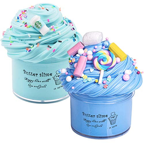 Birthday Kids Party Favors for Girls Boys Slime Pack with Shark Slime Super Soft Putty Non-Sticky Sludge Toys Stich Slime Latte Slime 3 Pack Butter Slime Kit 