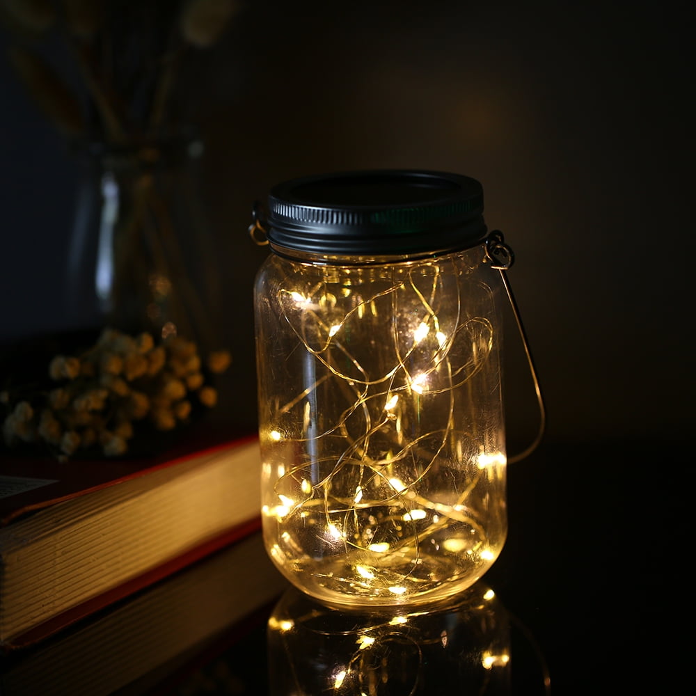 Mason Jar Solar Lantern Lights Waterproof 20LEDs Lid Lamp Starry Fairy