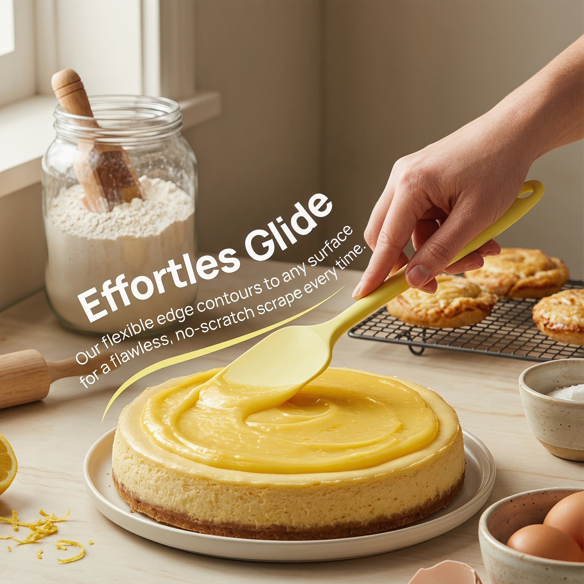 Unique Bargains 3-Piece Kitchen Silicone Spatula Set with Heat-Resistant Tools Yellow 3PCS