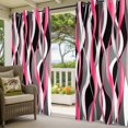 thumbnail image 5 of Outdoor Curtains for Patio Waterproof, Pink Stripe Windproof Pravicy Outside Porch Blackout Curtain, Gradient Grey Moire Geometric Modern Abstract Sun Blocking Curtains for Cabana 2 Panels 54"x108", 5 of 9