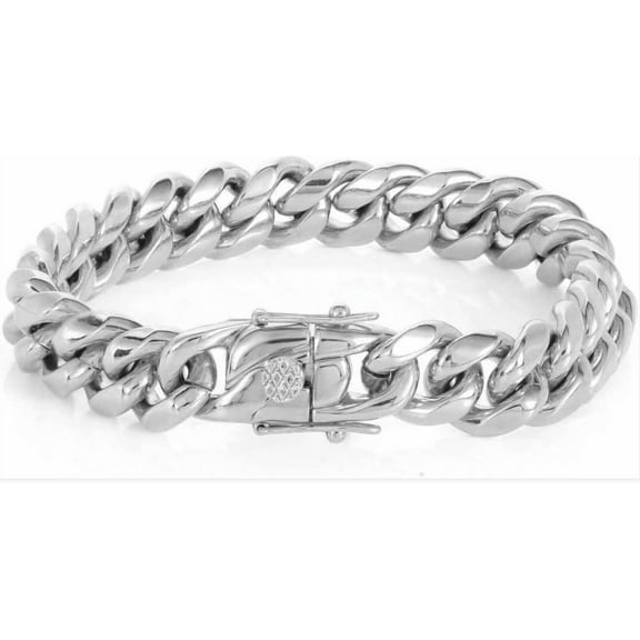 14K White Gold 12MM Cuban Link Gold plated Bracelet for Men Women Wife Husband Gift for him Diamond Cut Fashion Jewelry