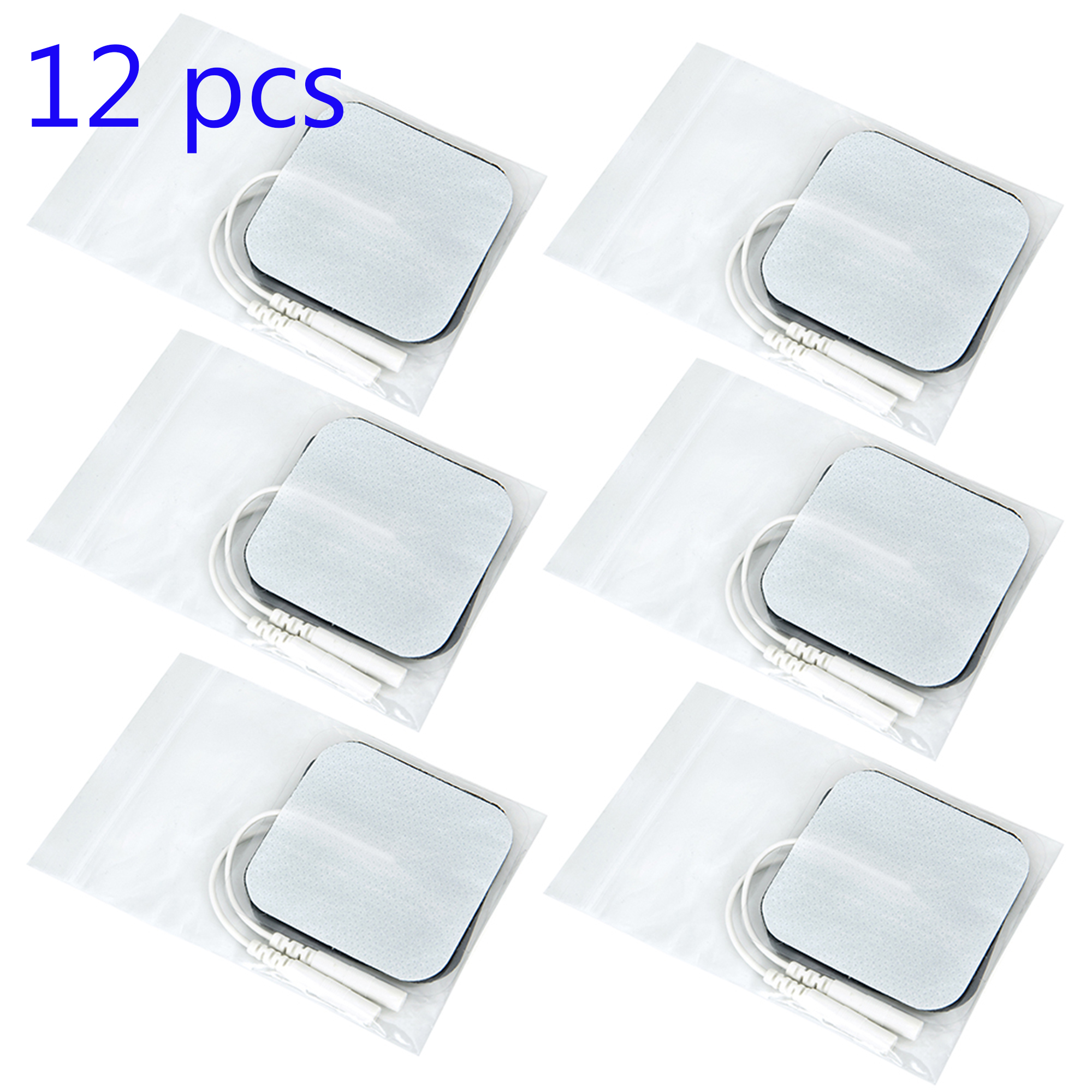 12PCS Wired Electrodes Pads Electrode Pads 2"x2" in. Reusable Self