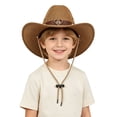 thumbnail image 2 of SRZYMJ Kids Western Straw Cowboy Hat, Classic Woven Wide Brim Cowboy Hat with Adjustable Chin Cord, Outdoor Sun Protection Hat for Boys Girls, 2 of 5