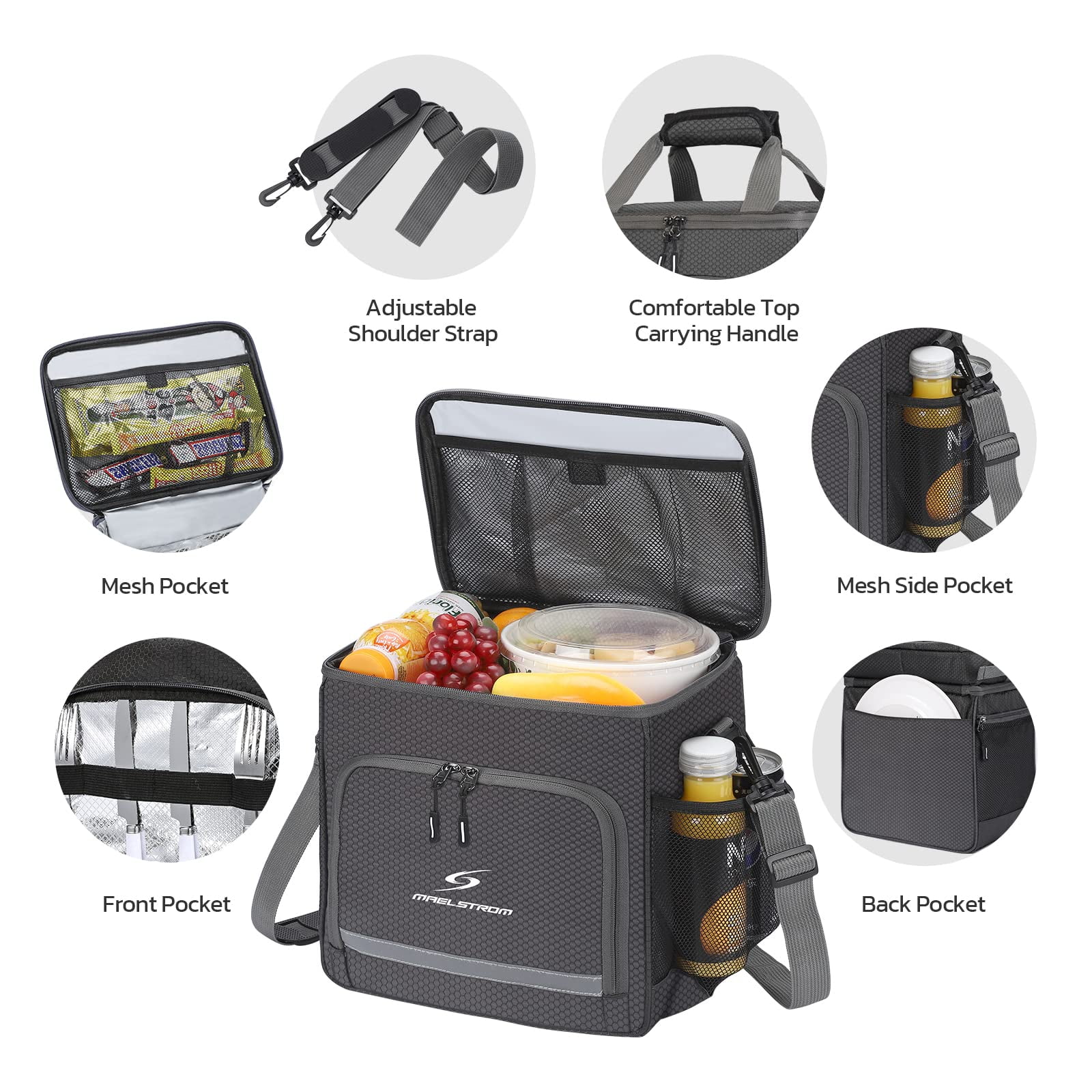 Maelstrom Lunch Box for Men,Insulated Lunch Bag Women/Men,Leakproof Lunch Cooler Bag, Lunch Tote Bag