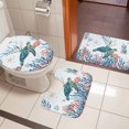 thumbnail image 5 of Marine Life Bathroom Rugs Set Sea Turtles Coral Shell Summer Cartoon Ocean Non Slip Absorbent Soft Bath Mats 3 Piece Set with Bathroom Rug, U-Shaped Floor Mat, Toilet Seat Cover Large Size, 5 of 9