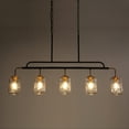 thumbnail image 6 of LNC Black & Gold 5-Light Linear Chandelier with Ripple Glasss, for Kitchen Island, 6 of 14