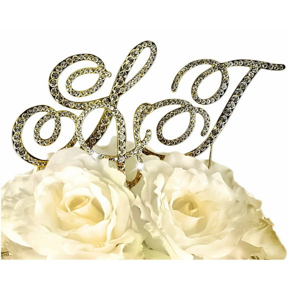 Unik Occasions Victorian Rhinestone Wedding Cake Topper, Gold