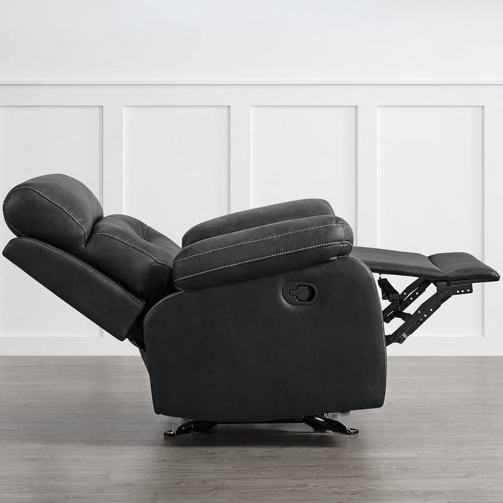 CHITA Manual Rocker Recliner Chair with Adjustable Headrest Sofa Recliner Chairfor Living Room Faux Leather Home Theater Seating,Black